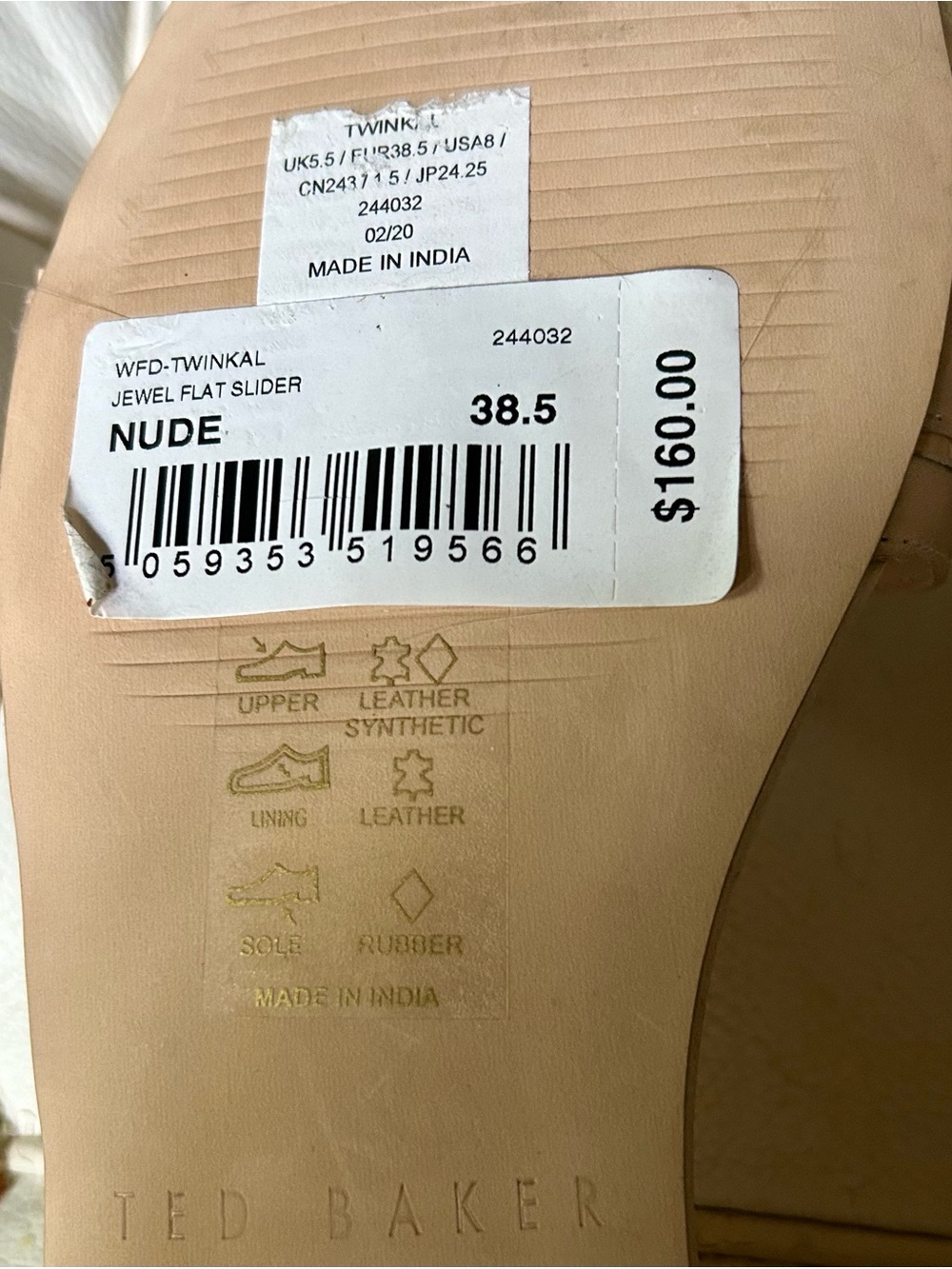Ted Baker Blush Pink Crystal Hexagon Slide Mules sz 8 NEW - Picture 7 of 7